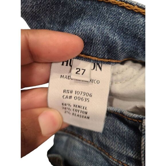 Hudson Straight Jeans Womens 27 Blue Denim Mid Rise Distressed 5-Pockets Casual - Picture 5 of 7